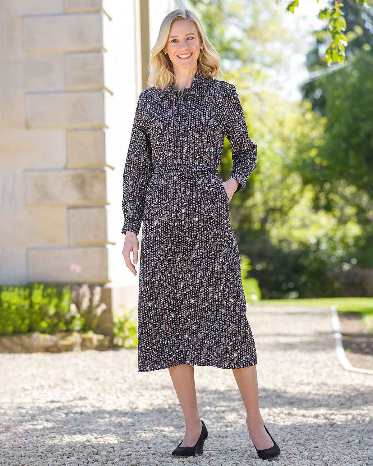Joanna Patterned Cotton Babycord Lined A Line Skirt - Image 2 - Country Collection