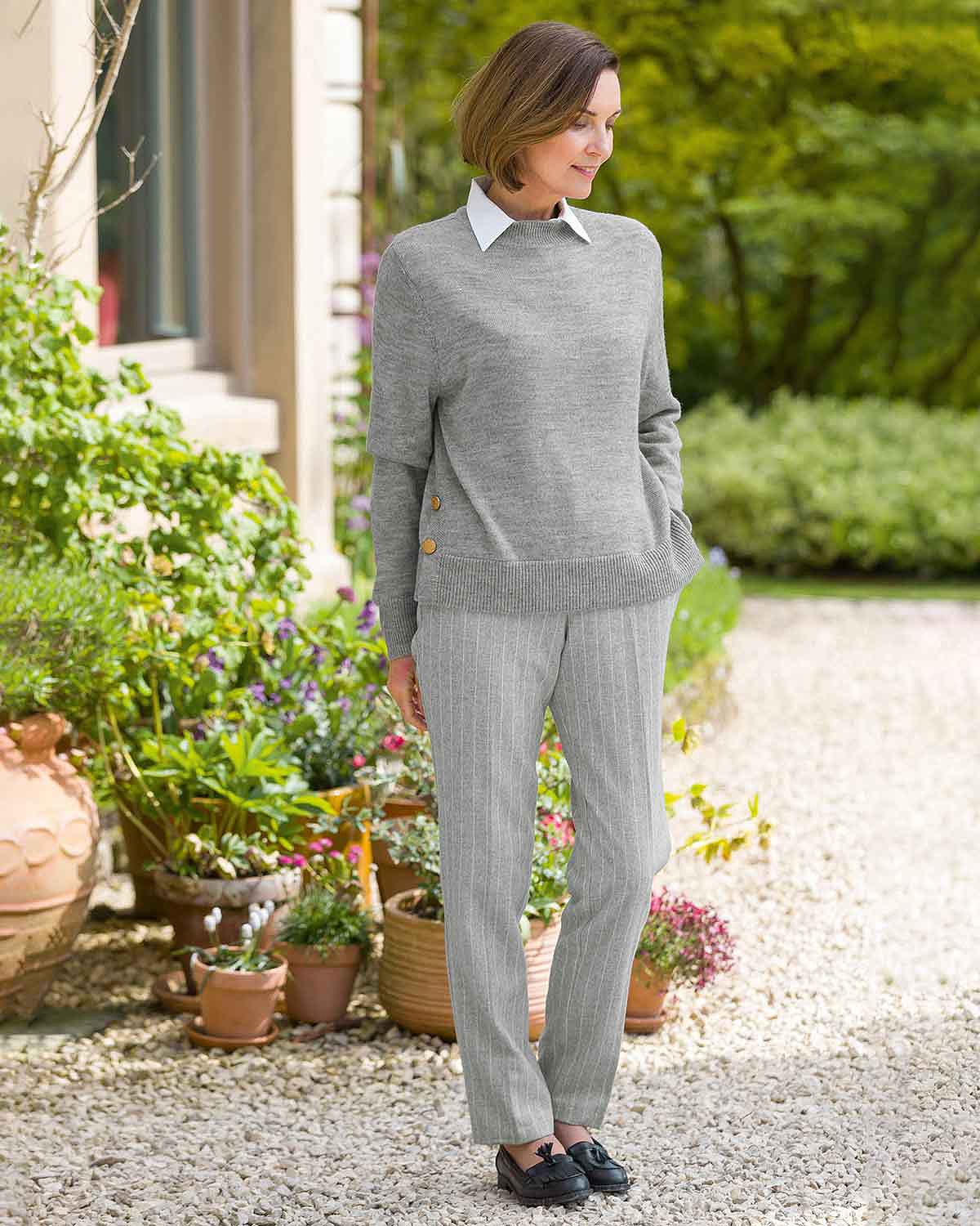Ada Grey Button Detail Turtle Neck Jumper - Image 2 - Country Collection