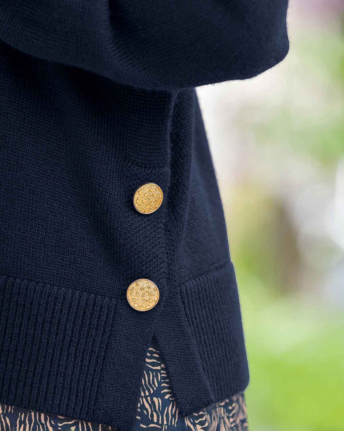 Ada Navy Button Detail Turtle Neck Jumper - Image 3 - Country Collection