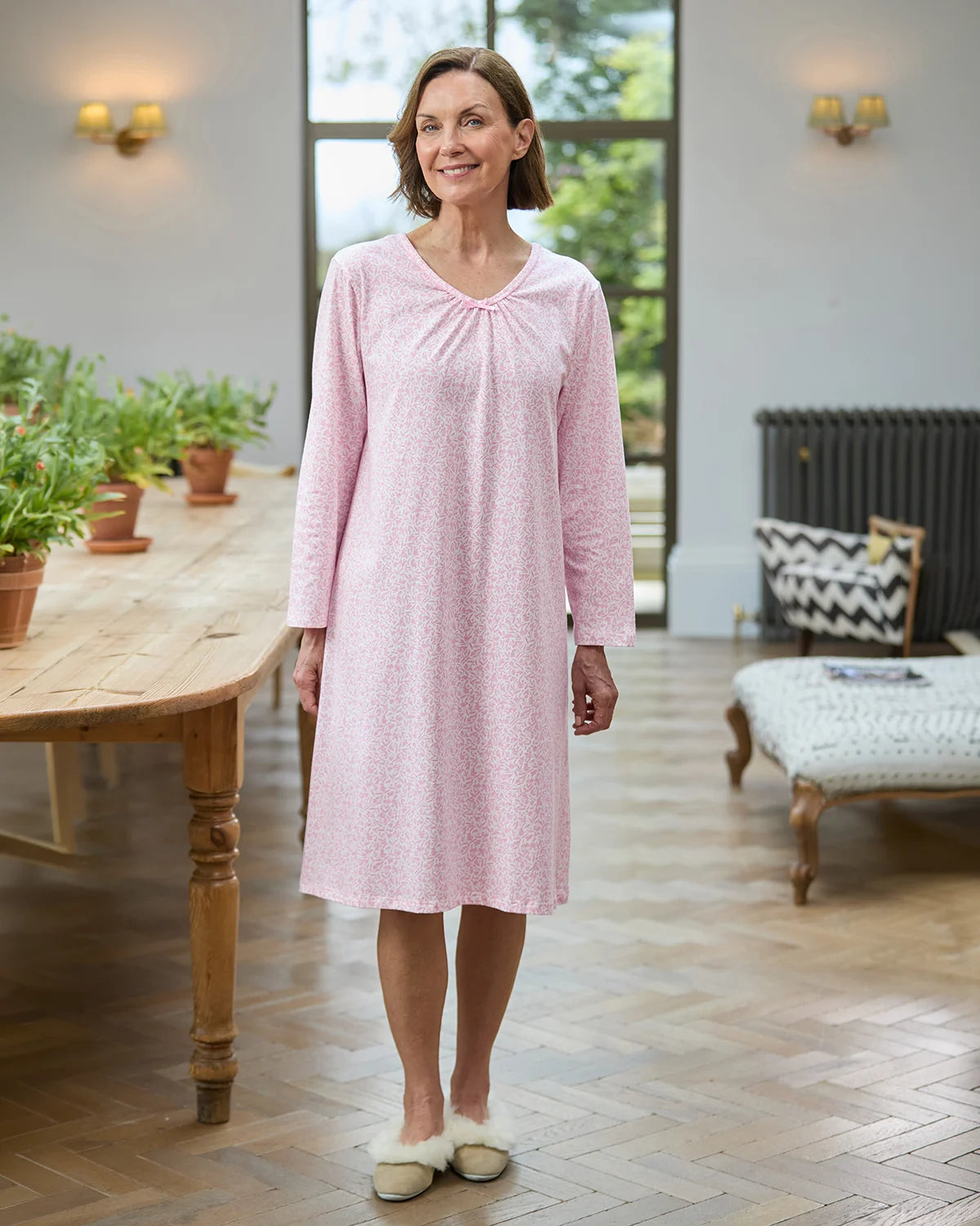 Slenderella Ophelia Long Sleeve Cotton Nightdress