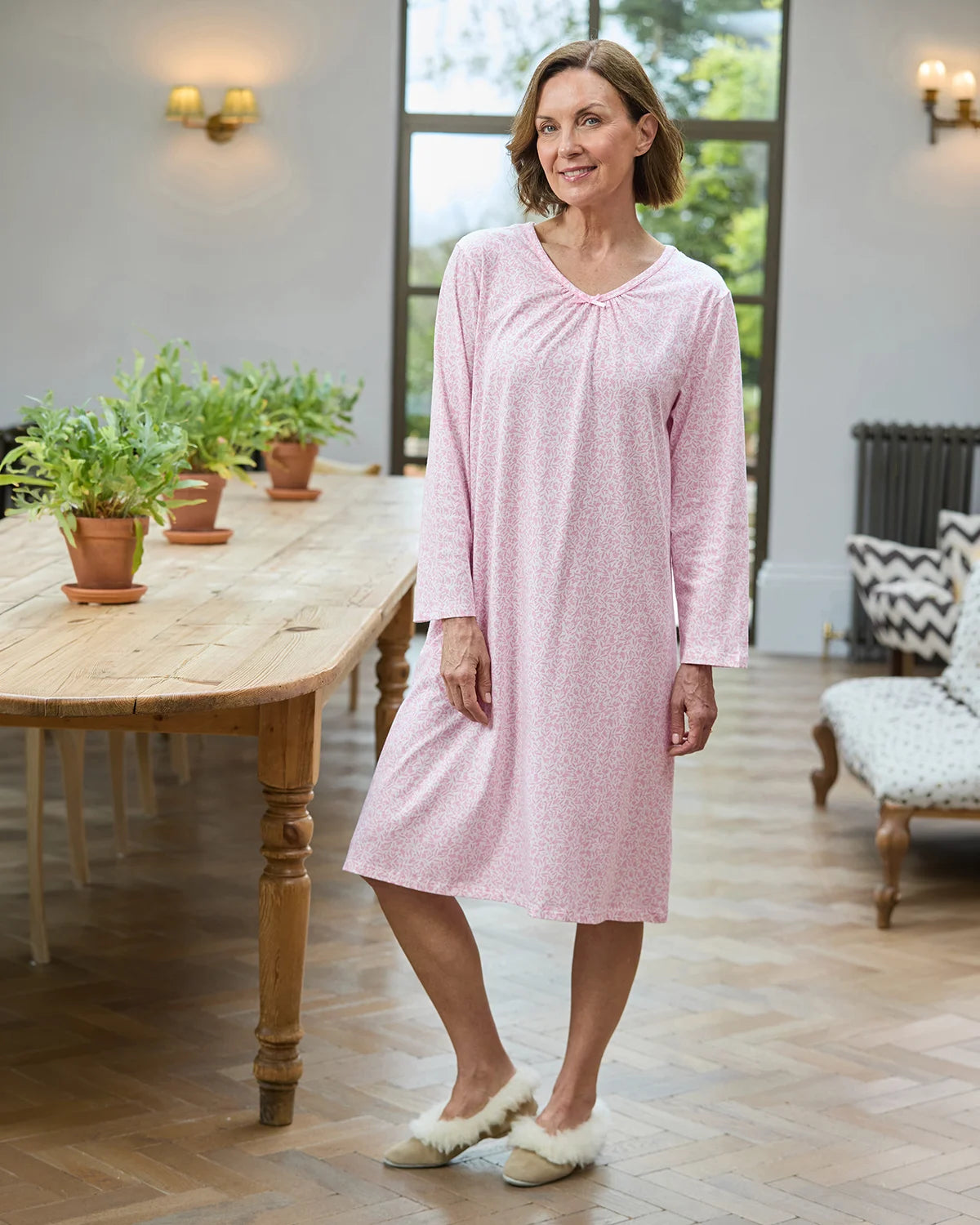 Slenderella Ophelia Long Sleeve Cotton Nightdress