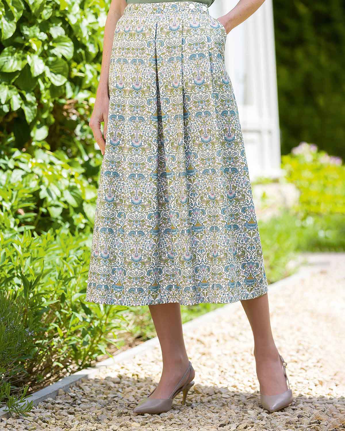 Molly Floral Pure Cotton Soft Pleated Skirt - Country Collection