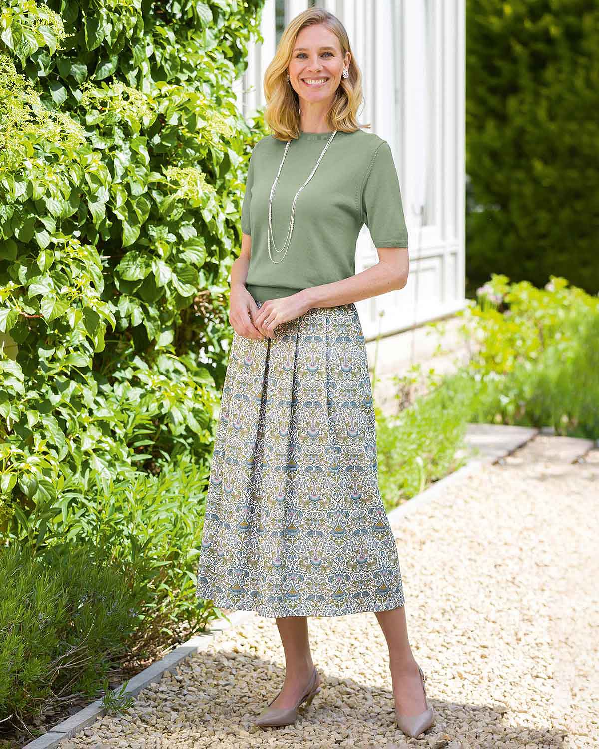 Molly Floral Pure Cotton Soft Pleated Skirt - Image 3 - Country Collection