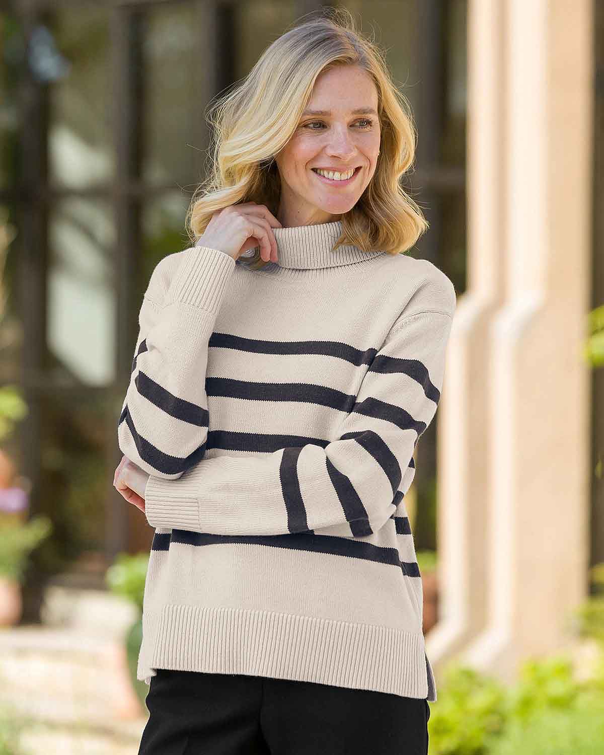 Isabel Striped Roll Neck Jumper - Country Collection