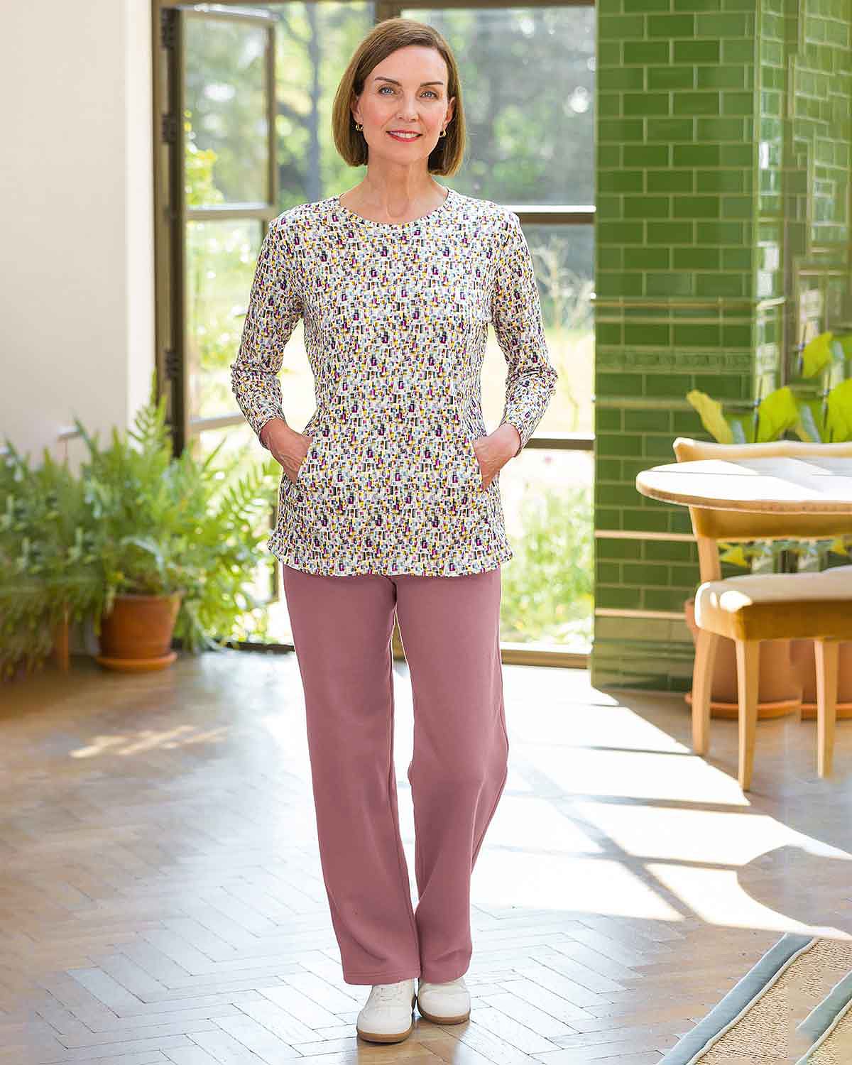 Alora Patterned Cotton Long Sleeve Tunic Top - Image 2 - Country Collection