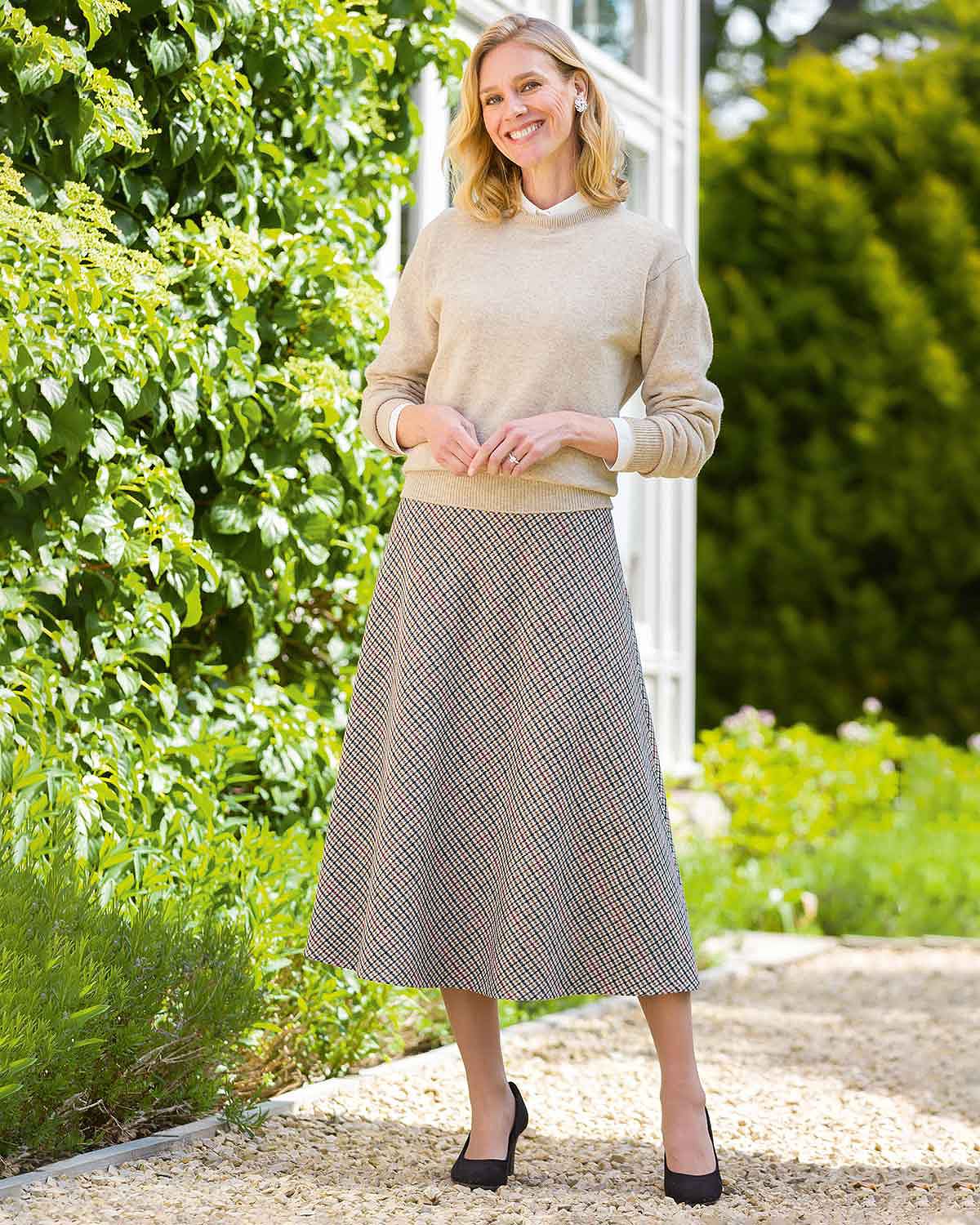 Helmsdale Checked Poly Mix Lined Bias Skirt - Image 2 - Country Collection