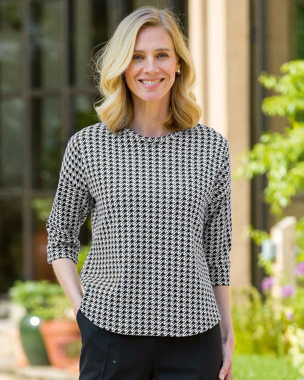 Stella Patterned Crew Neck Dolman Sleeve Top - Country Collection