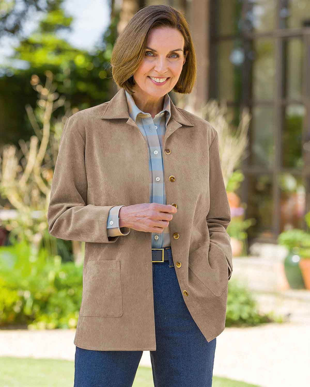 Paulina Camel Babycord Shirt Style Jacket - Country Collection