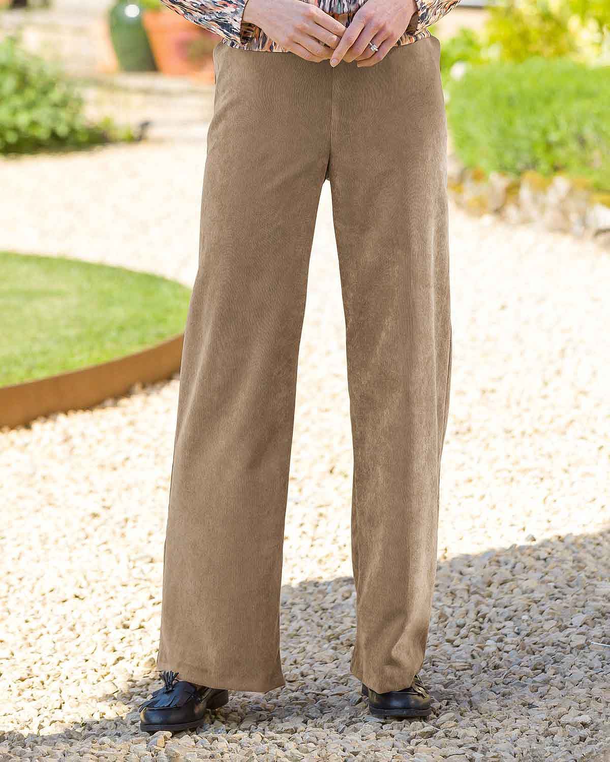 Paulina Camel Babycord Pull On Trousers - Country Collection