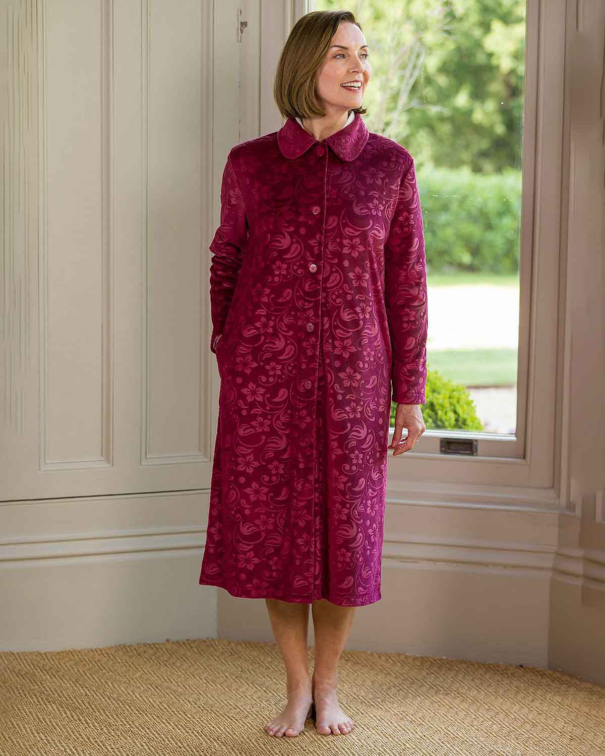 Slenderella Rowan Floral Fleece Dressing Gown - Country Collection
