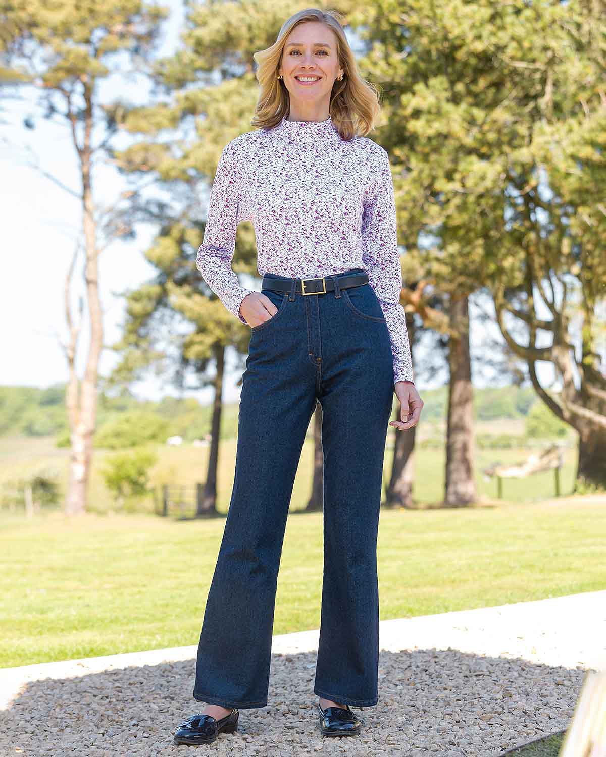 Kylie Floral Pure Cotton Turtle Neck Top - Image 2 - Country Collection