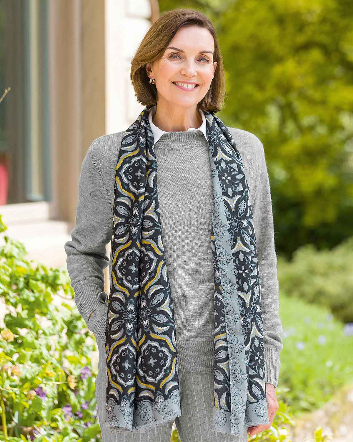 Mila Patterned Viscose Scarf - Image 2 - Country Collection