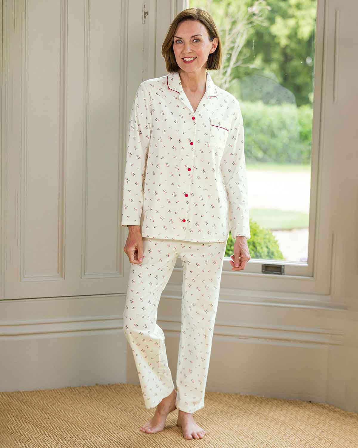 Slenderella Kathleen Floral Pure Cotton Long Sleeve Pyjamas - Country Collection