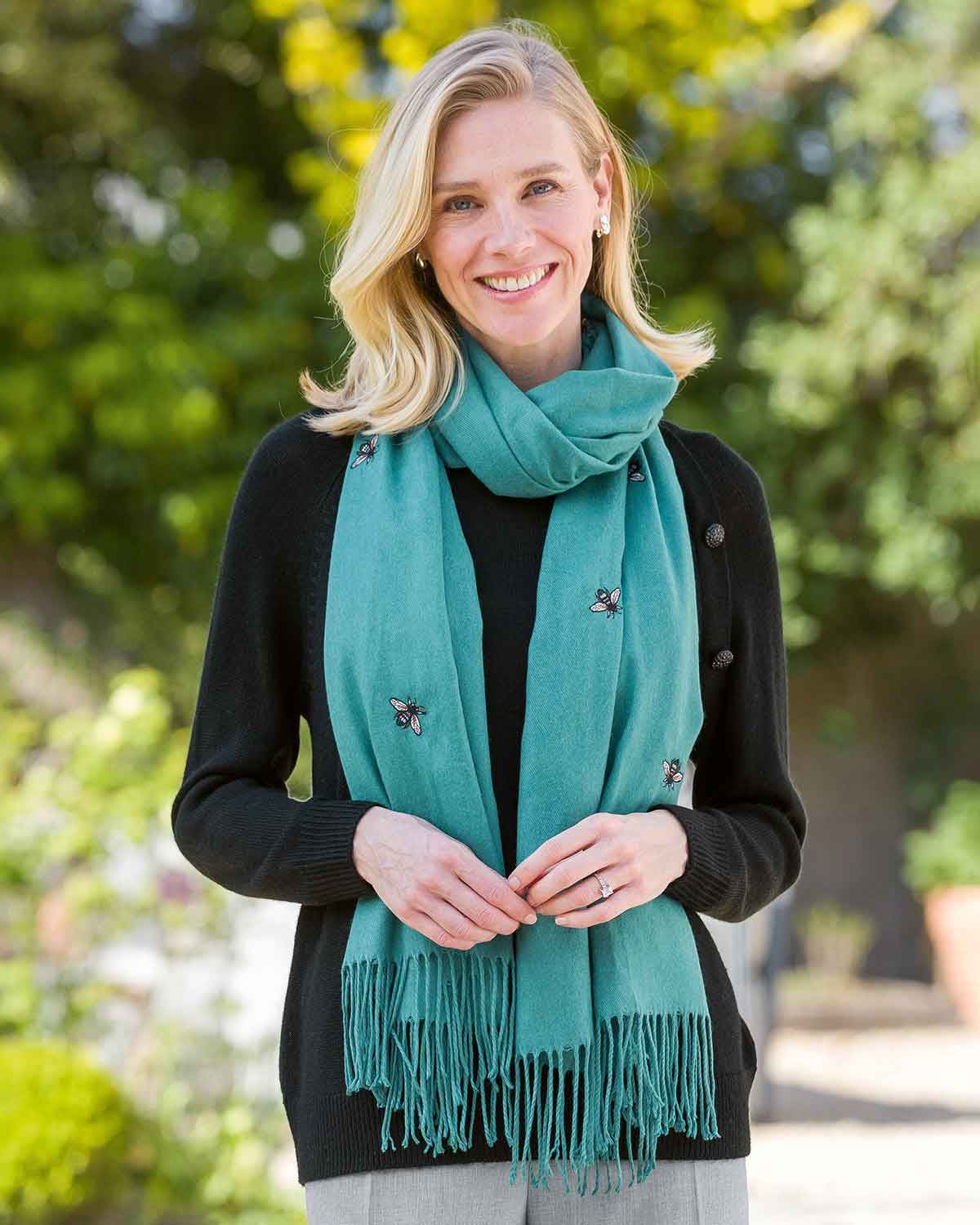 Ophelia Patterned Viscose Cotton Blend Scarf - Country Collection