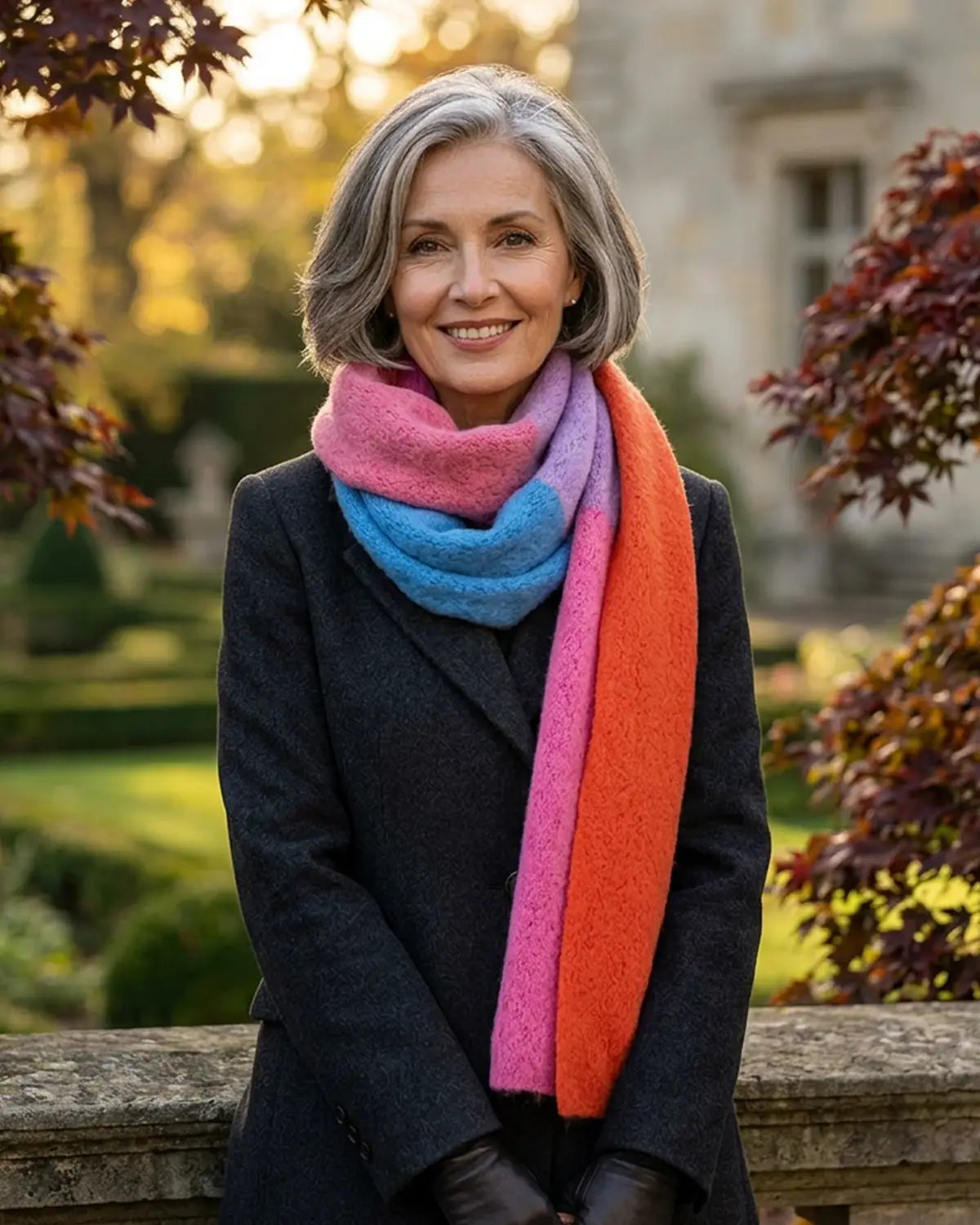 Tabitha Patterned Wool Blend Scarf