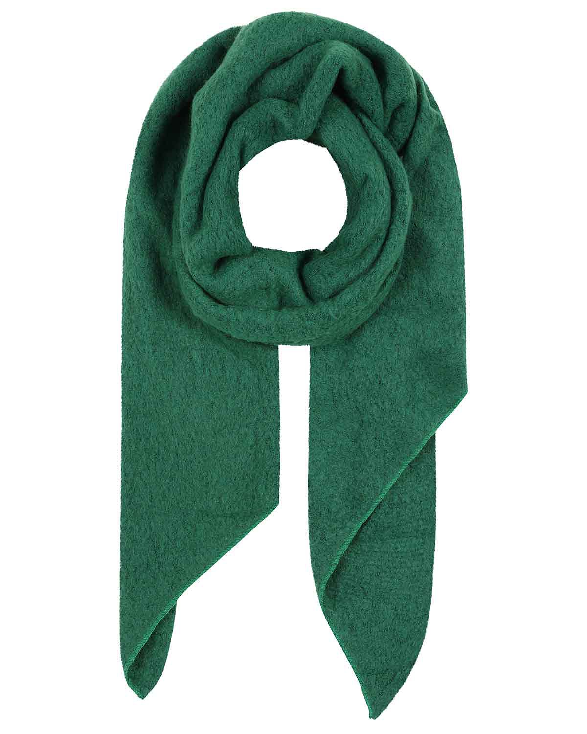 Madeline Wool Mix Asymmetric Scarf- Green - Country Collection