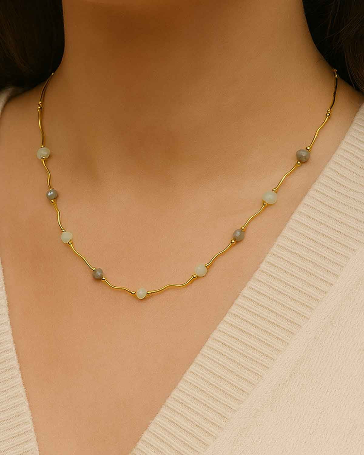 Beatrice Gold Effect Beaded Ladies Necklace - Image 2 - Country Collection
