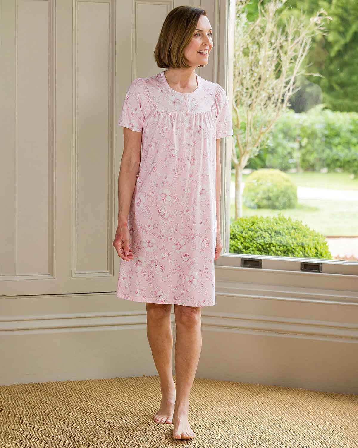 Valerie Floral Pure Cotton Short Sleeve Nightdress - Country Collection