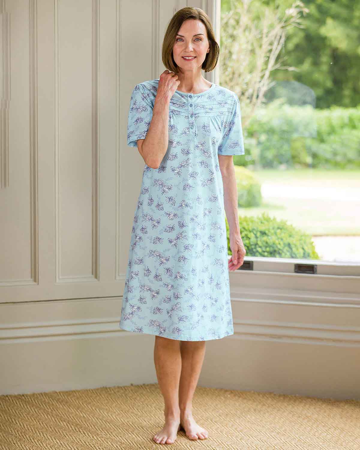 Camila Floral Pure Cotton Short Sleeve Nightdress - Country Collection