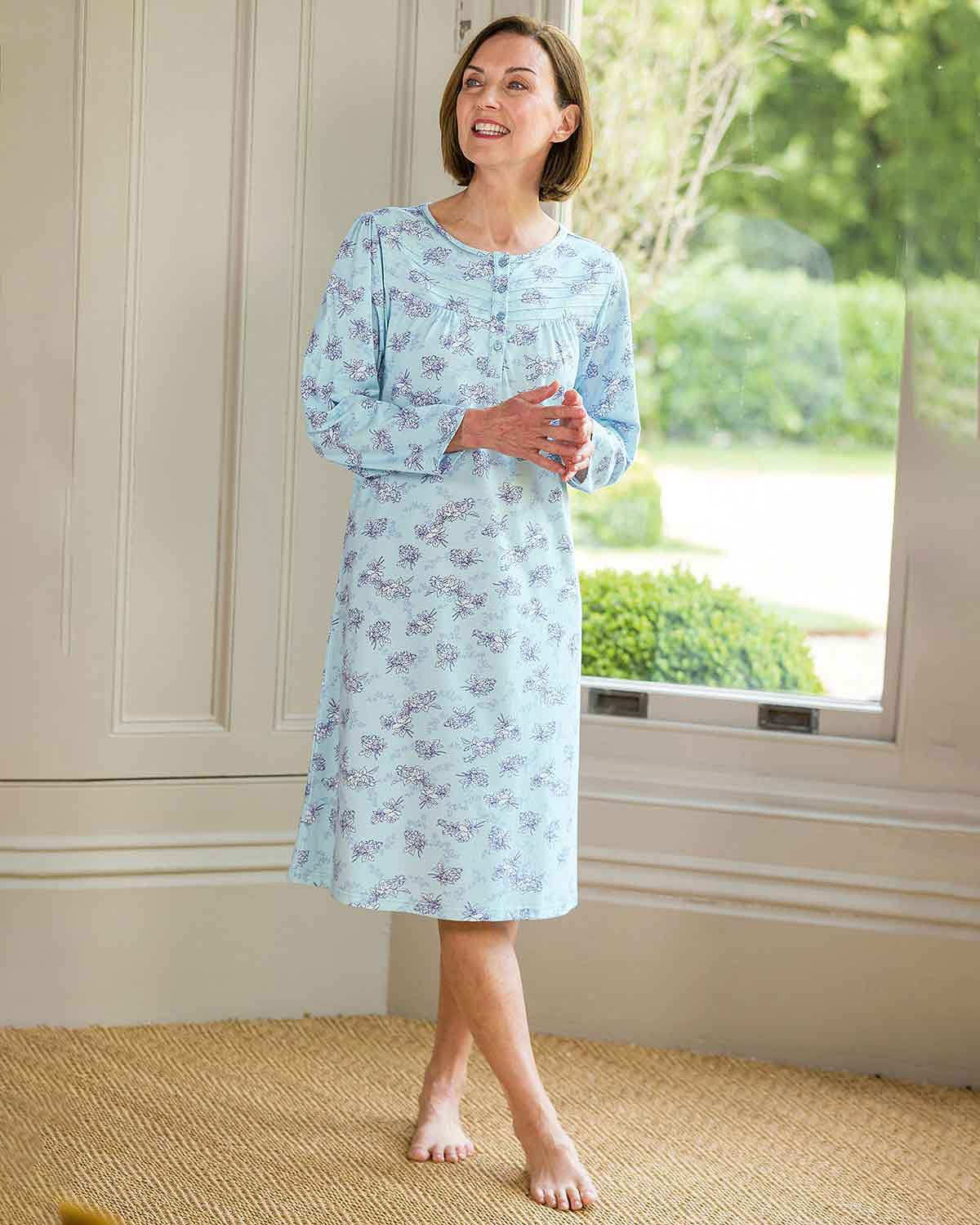 Camila Floral Pure Cotton Long Sleeve Nightdress - Country Collection
