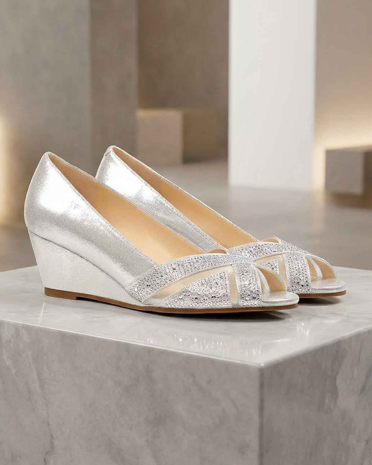 Lunar Adriana wedge Shoe - Silver - Country Collection