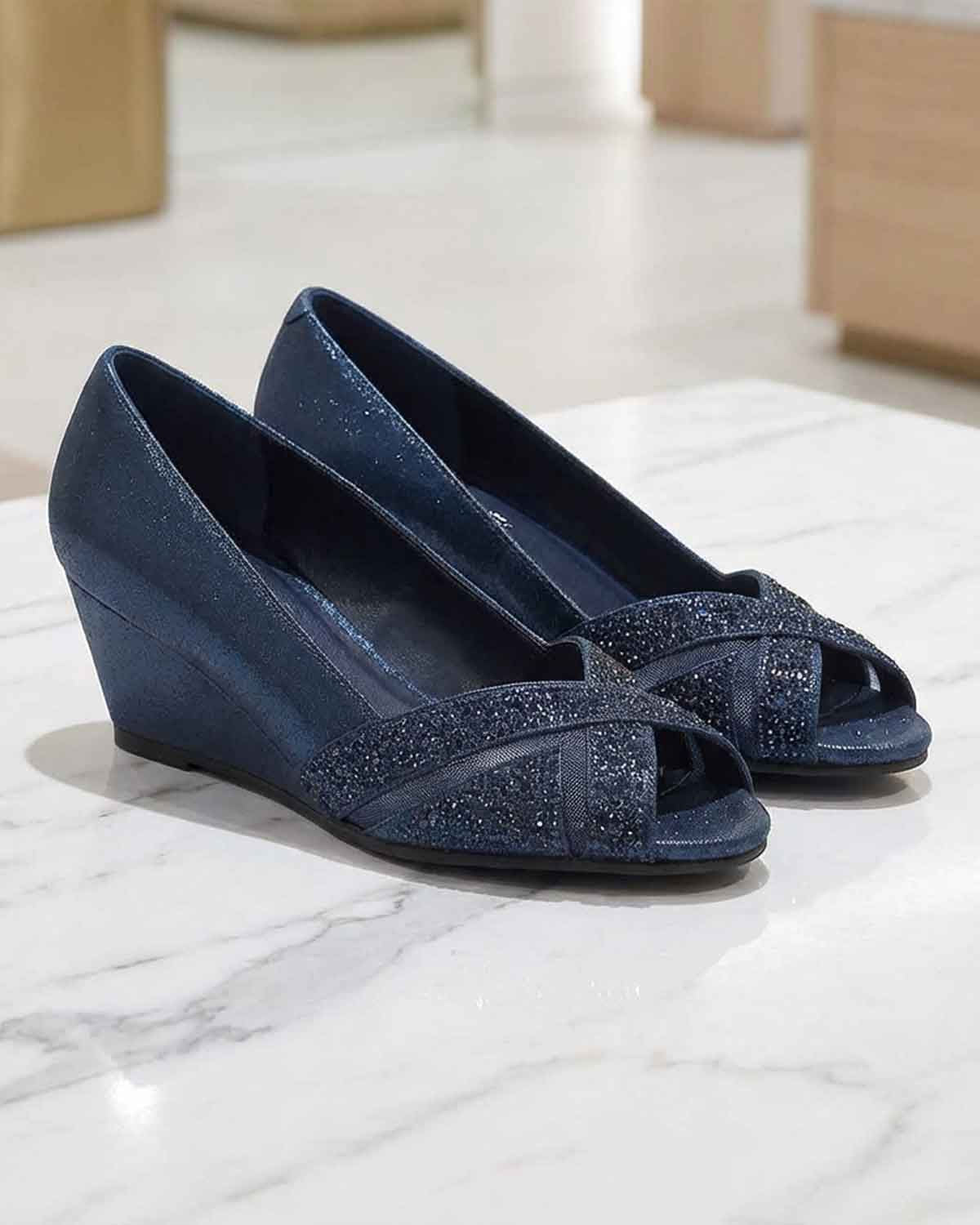 Lunar Adriana wedge Shoe - Navy - Country Collection