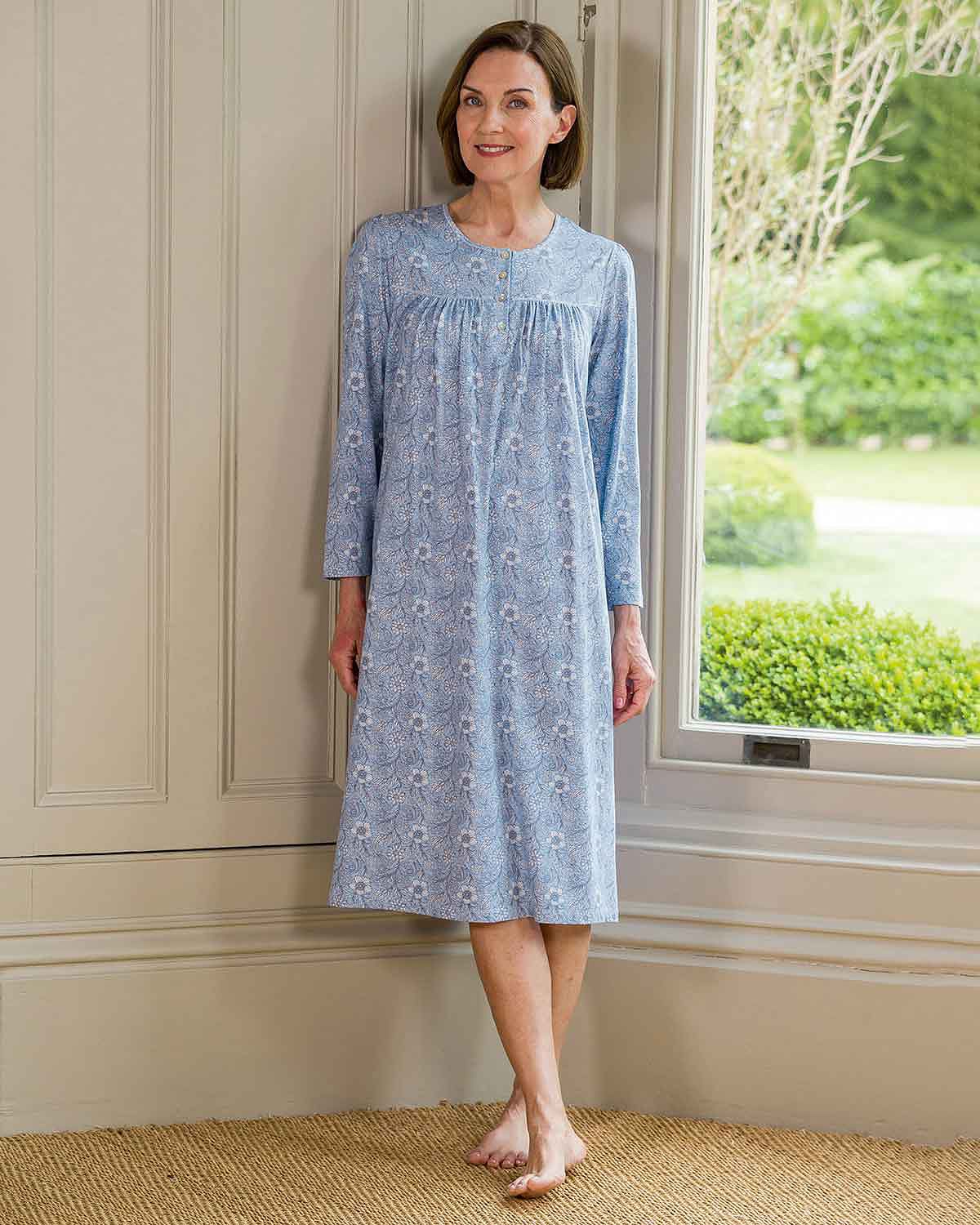 Slenderella Andi Floral Pure Cotton Long Sleeve Nightdress - Country Collection