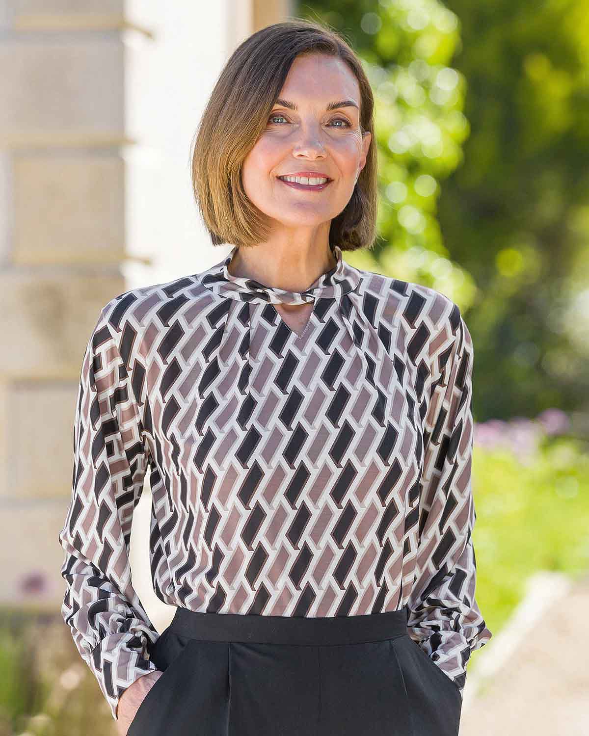 Leanna Patterned Long Sleeve Pull On Top - Country Collection