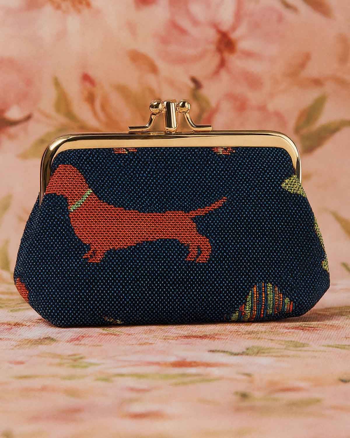 Tapestry Pocket Kiss Lock Coin Purse - Dachshund - Country Collection