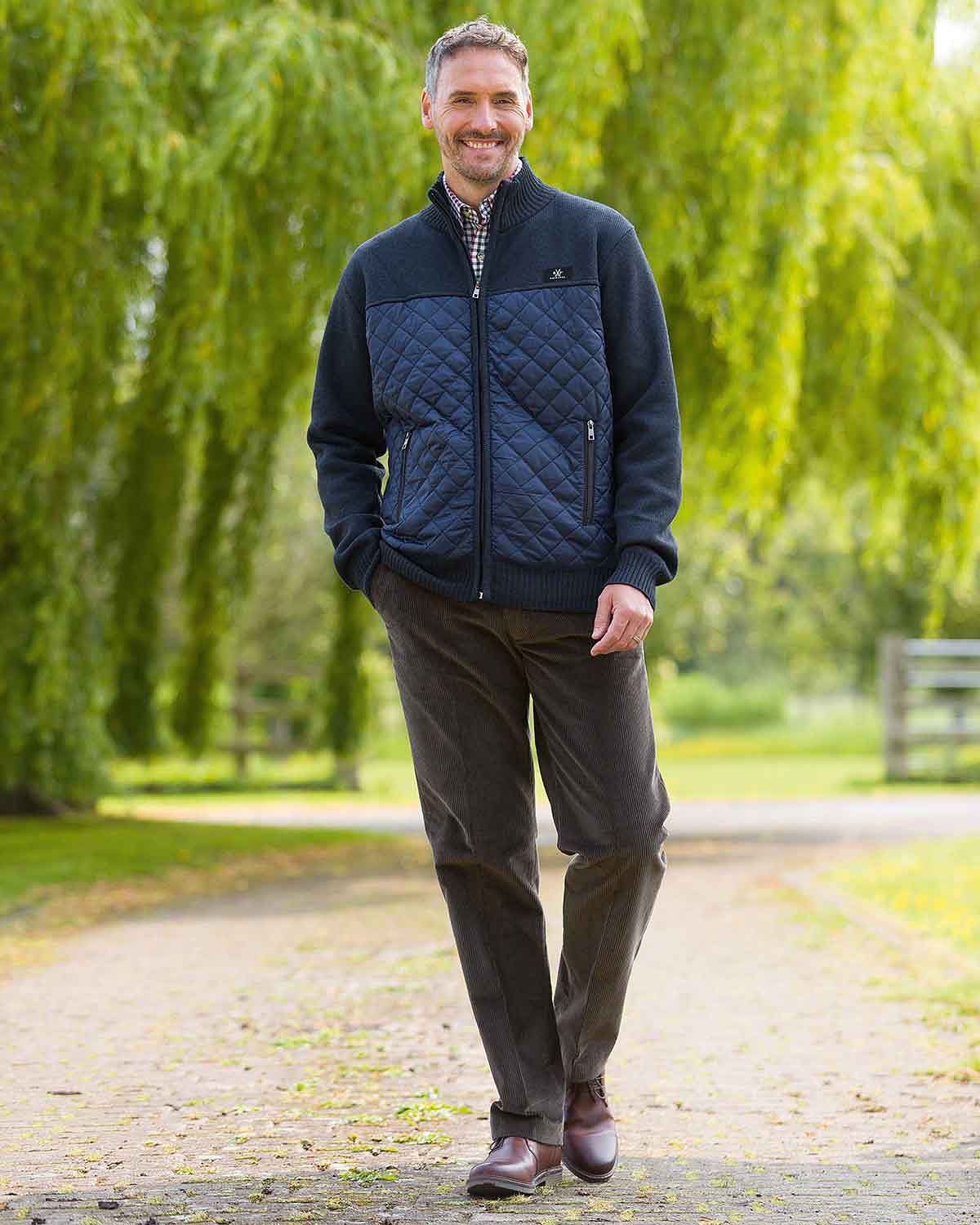Kenny Zip Up Navy Quilted Fleece Jacket - Image 2 - Country Collection