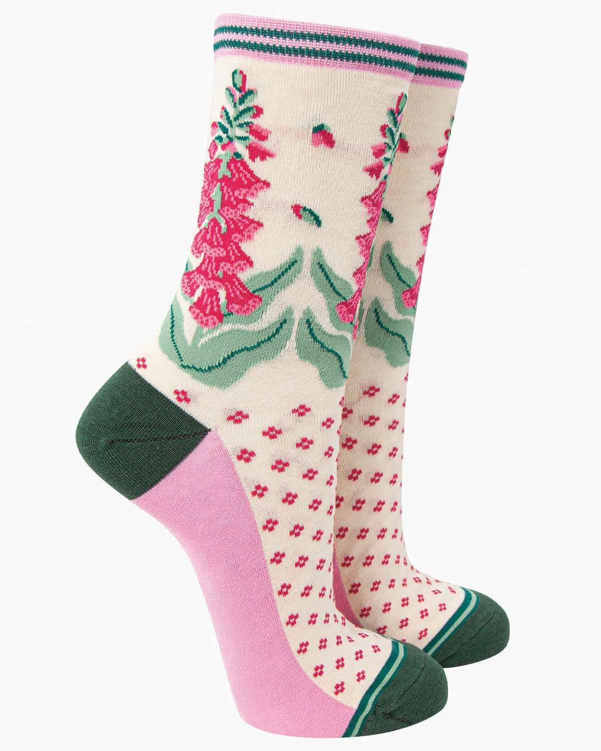 Ladies Bamboo-Rich Socks - Foxgloves - Country Collection