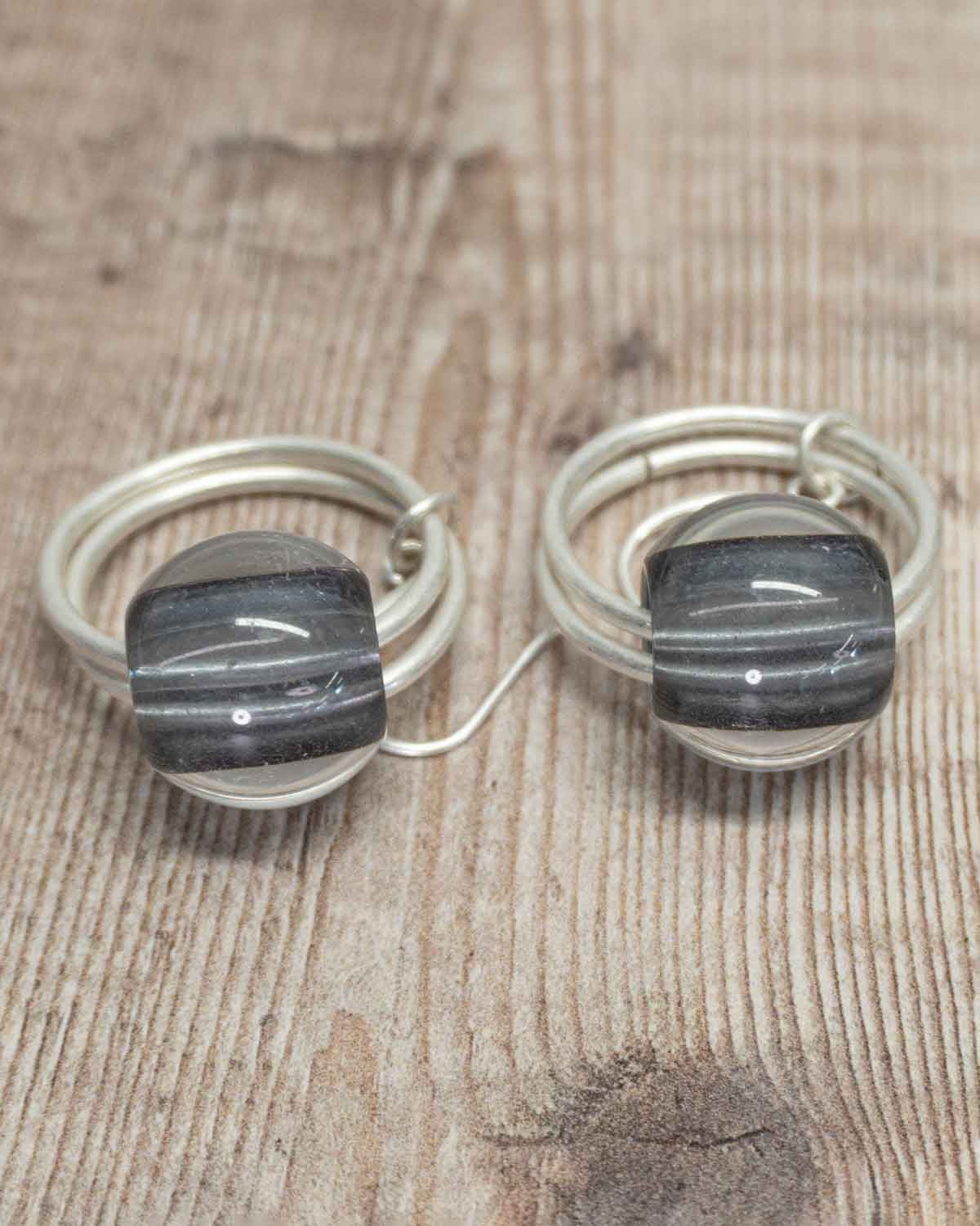 Statement Beaded Silver Effect Drop Earrings - Country Collection
