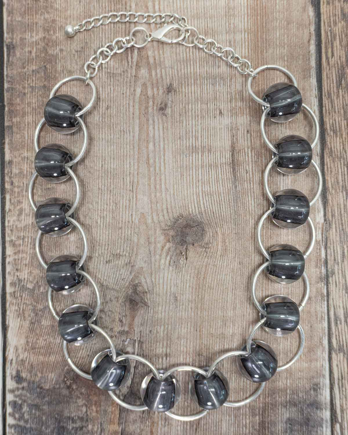 Statement Beaded Silver Effect Ladies Necklace - Country Collection