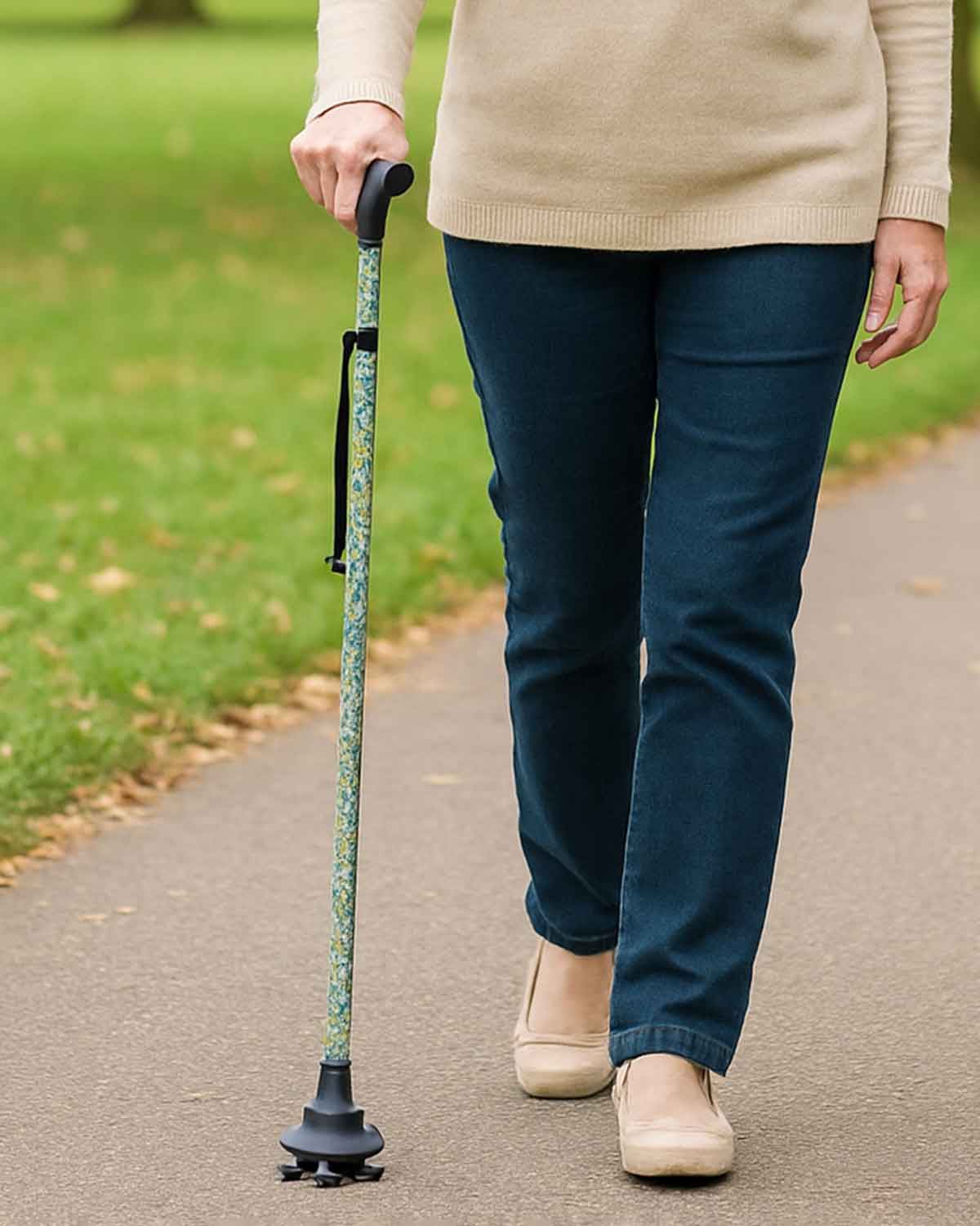 Ziggy Wildflowers Tribase Folding Walking Stick - Country Collection