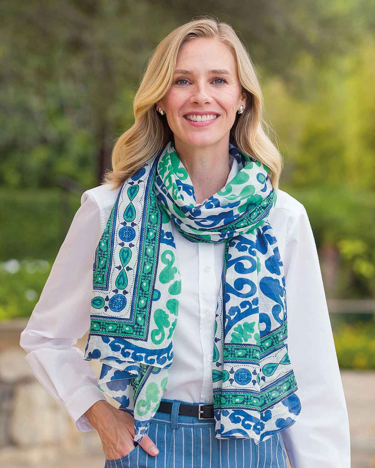 Margot Patterned Pure Cotton Scarf - Country Collection