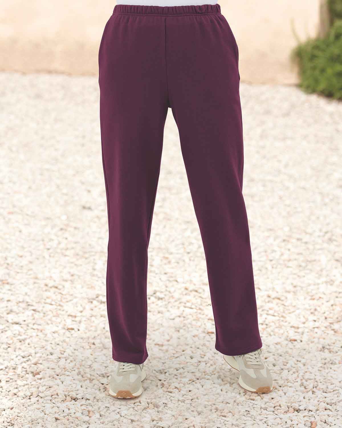 Ladies Cotton Mix Pull On Leisure Trousers - Claret - Country Collection