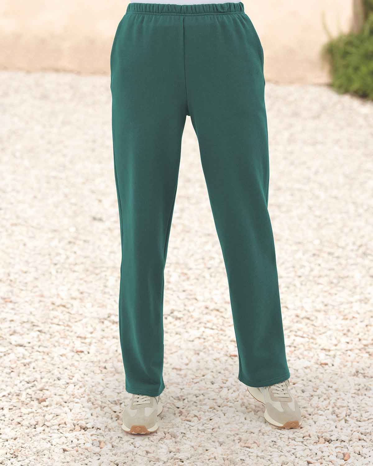 Ladies Cotton Mix Pull On Leisure Trousers - Green - Country Collection
