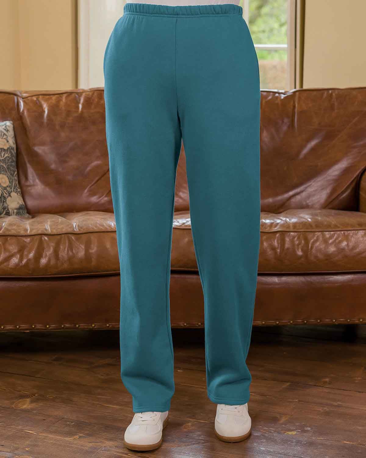 Ladies Cotton Mix Pull On Leisure Trousers - Teal - Country Collection