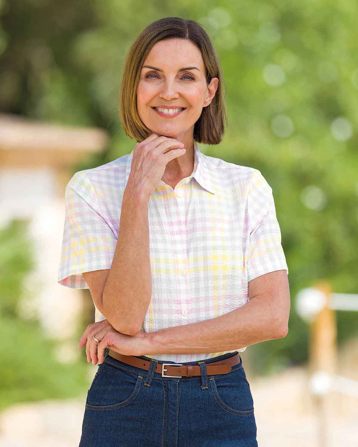 Merrill Checked Cotton Mix Short Sleeve Blouse - Country Collection