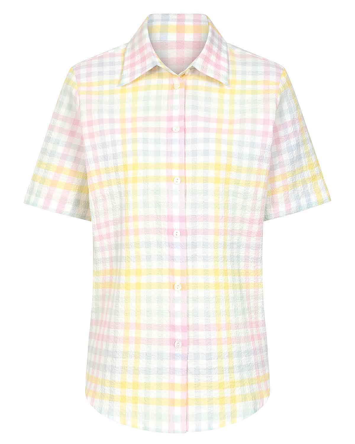 Merrill Checked Cotton Mix Short Sleeve Blouse - Image 3 - Country Collection