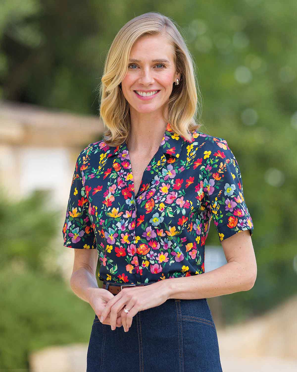 Clarissa Floral Pure Cotton Short Sleeve Blouse - Country Collection