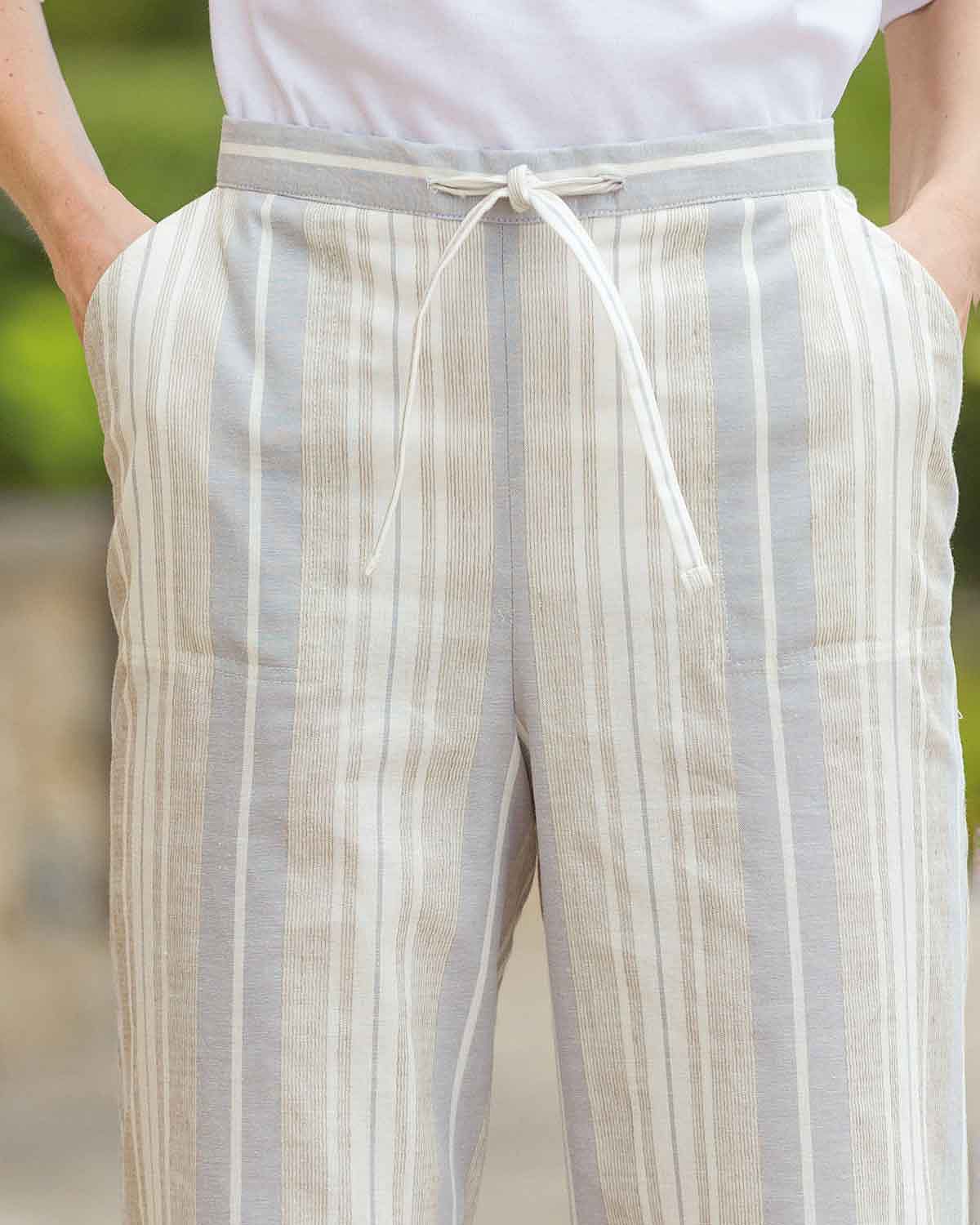 Eleanor Striped Cotton Mix Pull On Trousers - Image 4 - Country Collection