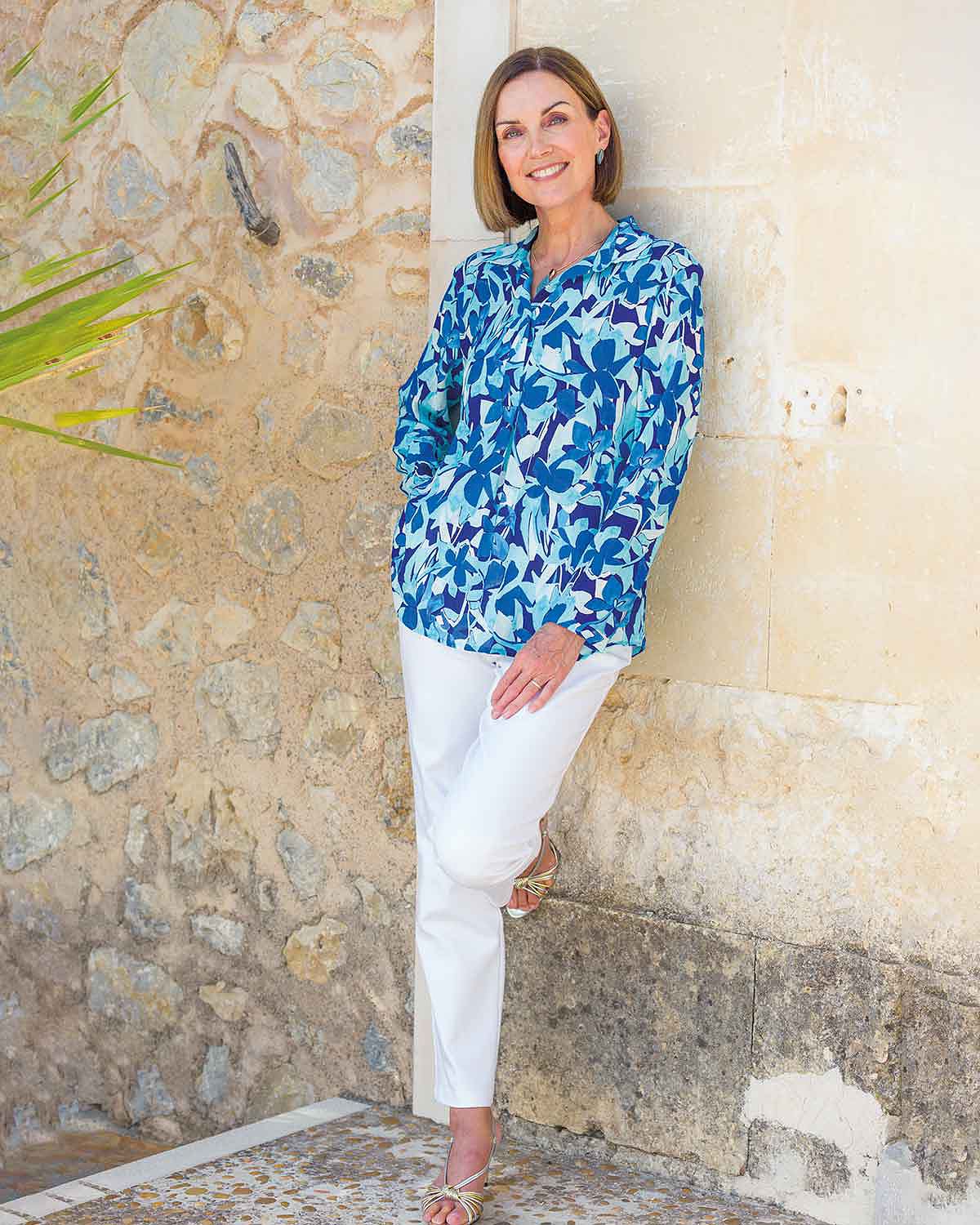 Leslie Patterned Viscose Mix Pull On Long Sleeved Blouse - Image 2 - Country Collection