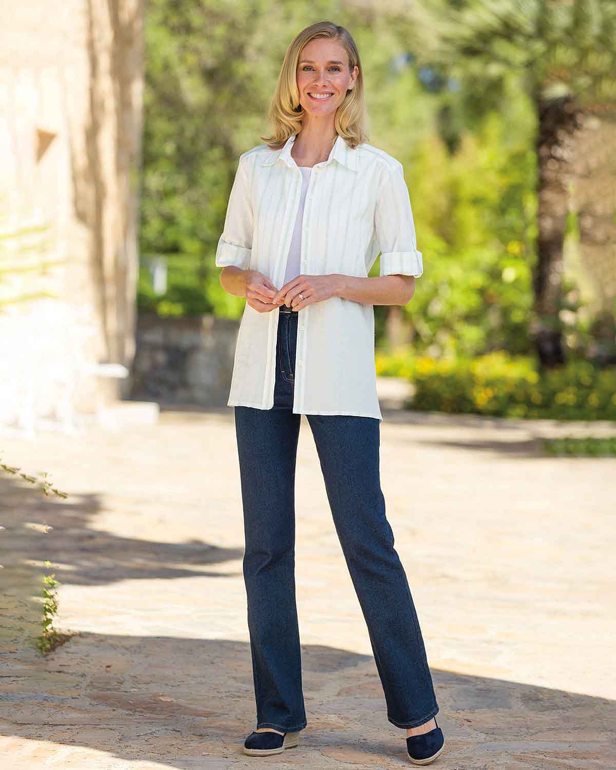 Stevie Striped Cotton Rich Roll Sleeve Blouse - Image 2 - Country Collection