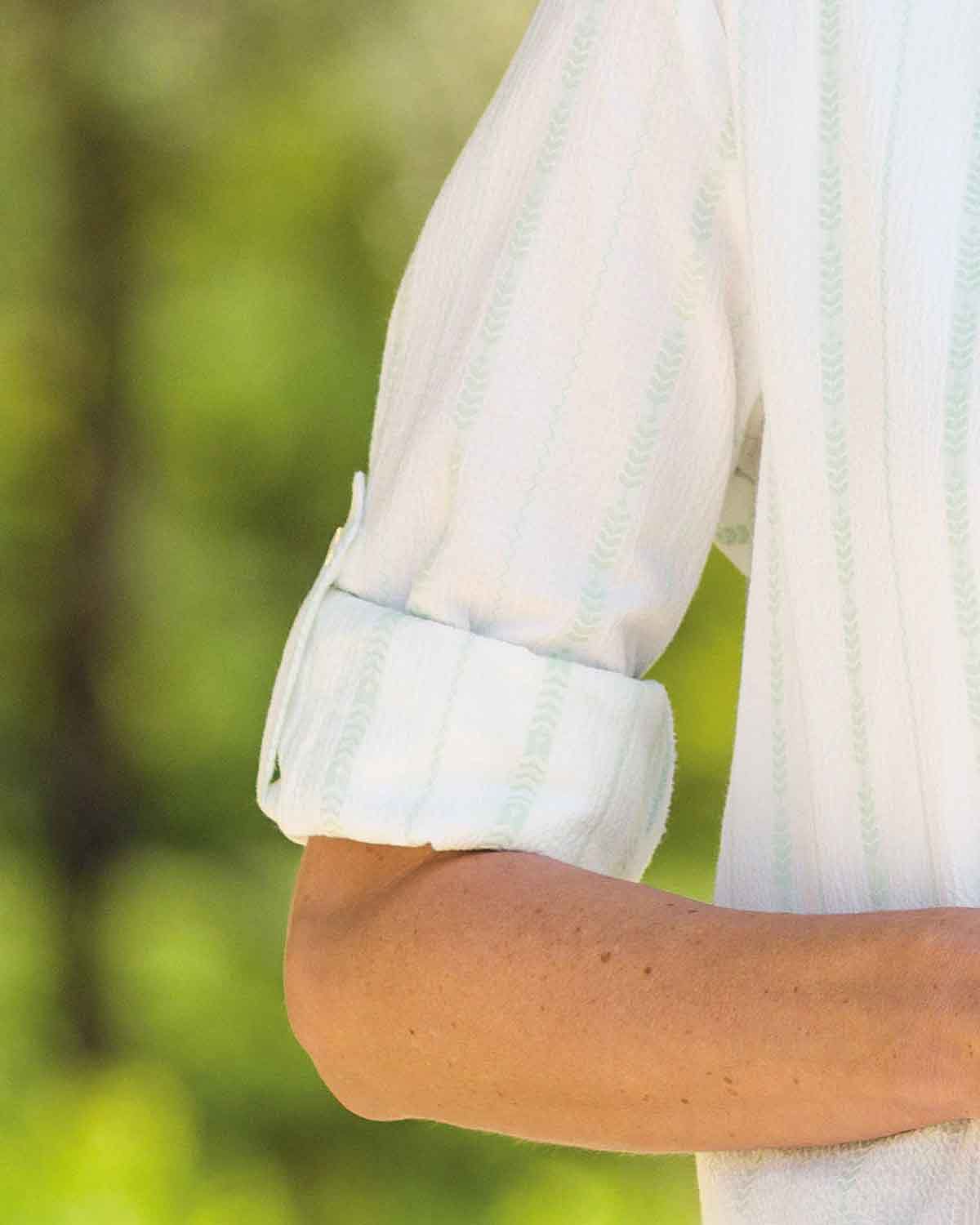 Stevie Striped Cotton Rich Roll Sleeve Blouse - Image 4 - Country Collection