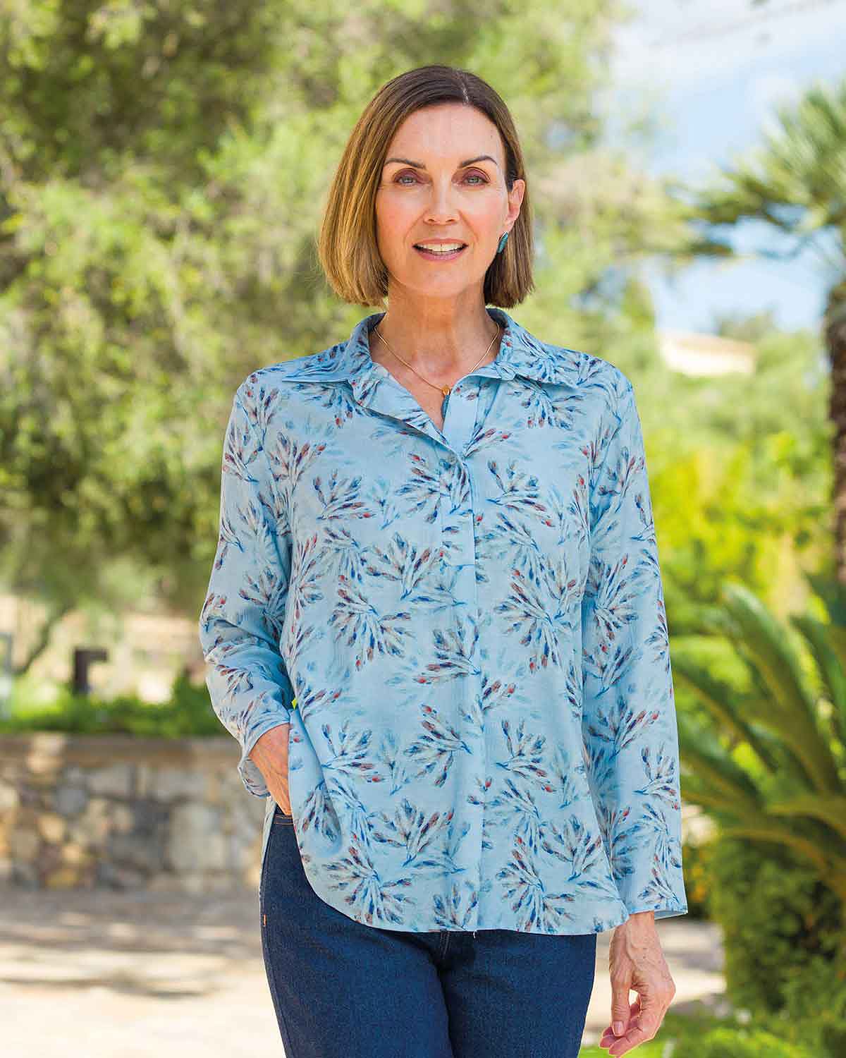 Tatum Patterned Viscose Mix Pull On Long Sleeved Blouse - Country Collection