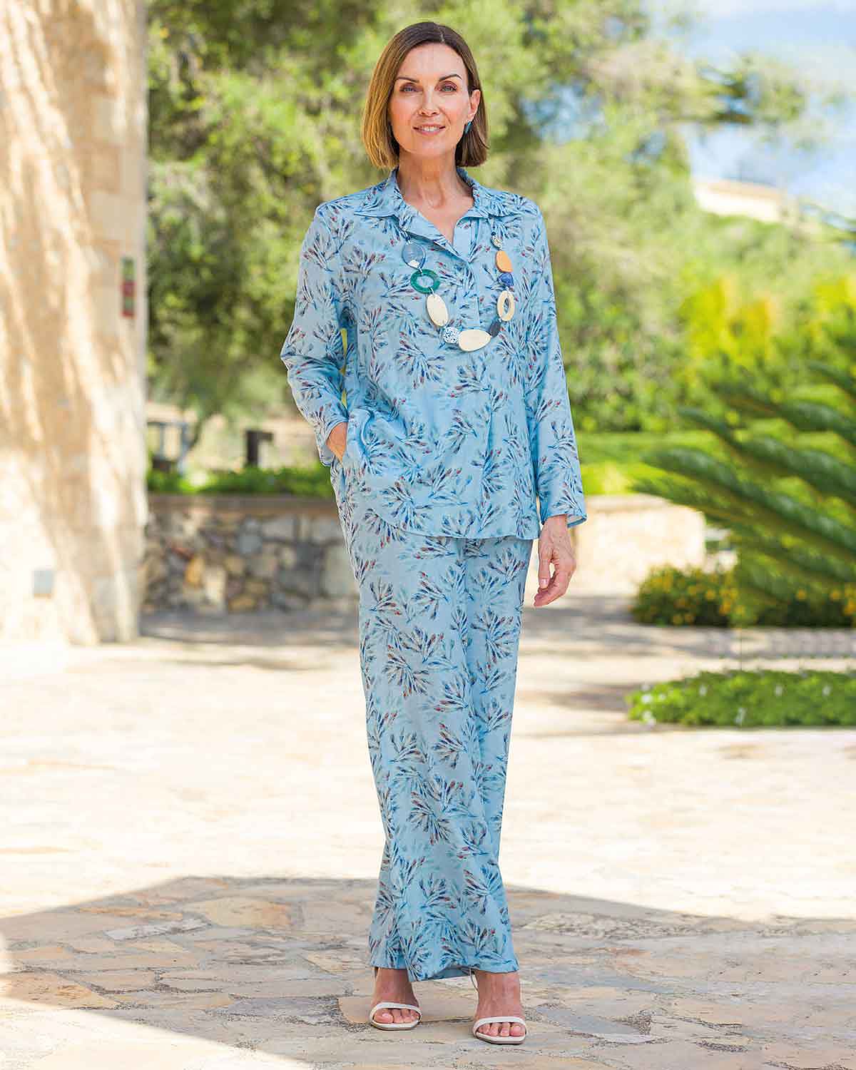 Tatum Patterned Viscose Mix Pull On Long Sleeved Blouse - Image 2 - Country Collection