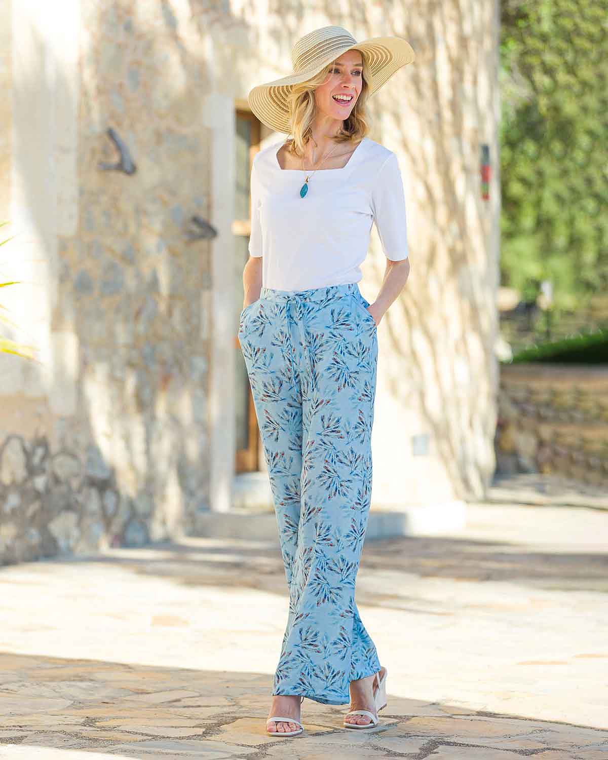 Tatum Patterned Viscose Mix Pull On Trousers - Image 3 - Country Collection