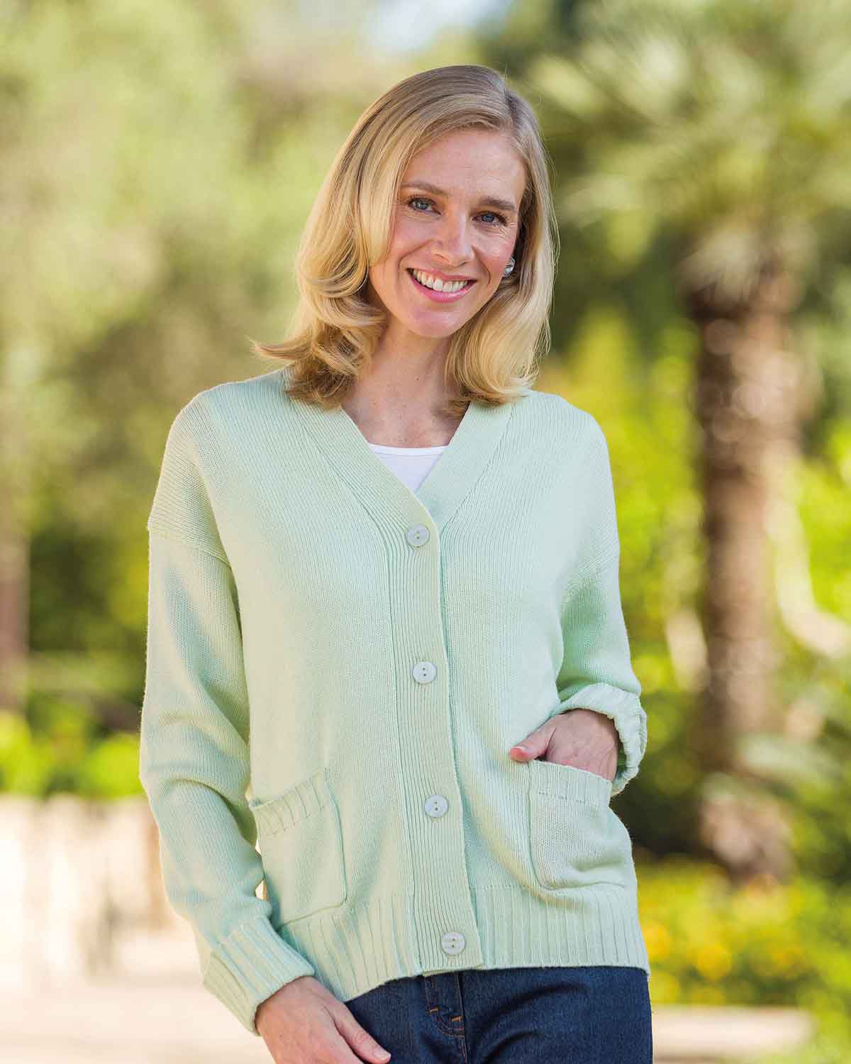 Jocelyn Mint Green Wool Blend Cardigan - Country Collection