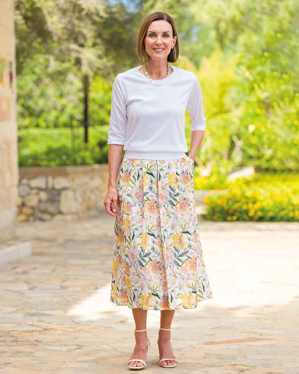 Nellie Floral Viscose Mix Soft Pleated Lined Skirt - Image 3 - Country Collection